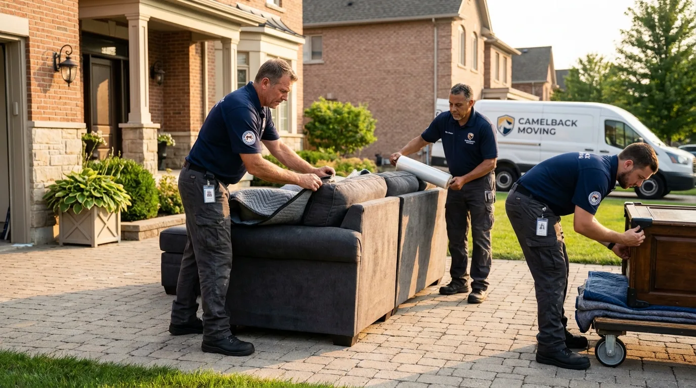 Large estate moving crew wrapping furniture in Spring City, UT