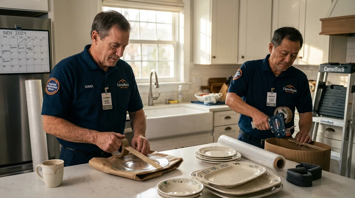 Professional crew packing kitchen dishware in Spring City, UT